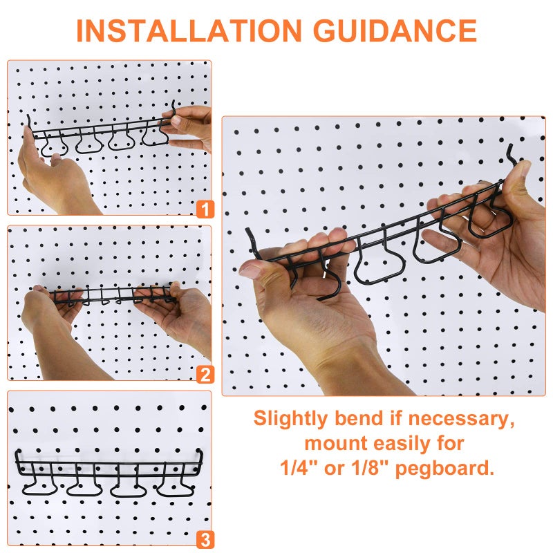 G.CORE 16 Pack Pegboard Utility Hooks, Peg Board Holders & Rack for Screwdriver Piler Multi Tool Accessories, Fit 1/4"" & 1/8"" Pegboards, Wall Organizers and Storage for Craft Room, Garage, Workbench, Office - Image 2